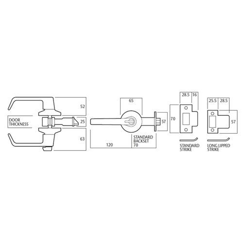 Lockwood Door Lever Passage Lever Set Commercial Grade Fire Rated Satin Chrome 951SC