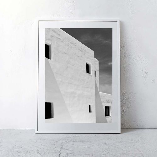 'Afternoon Light' Ibiza / B & W Framed Print