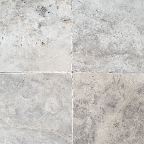 12mm Aqua Silver Travertine Tiles - Tumbled & Unfilled
