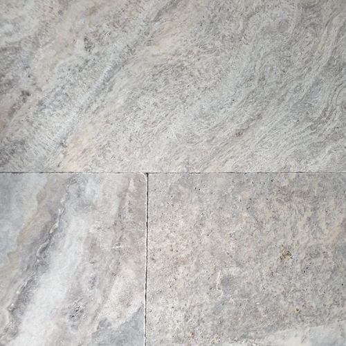 30mm Aqua Silver Travertine Pavers - Tumbled & Unfille