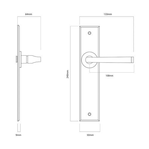 Iver Annecy Door Lever on Chamfered Backplate Privacy Bronzed Brass 10788P85 - Customise to your needs