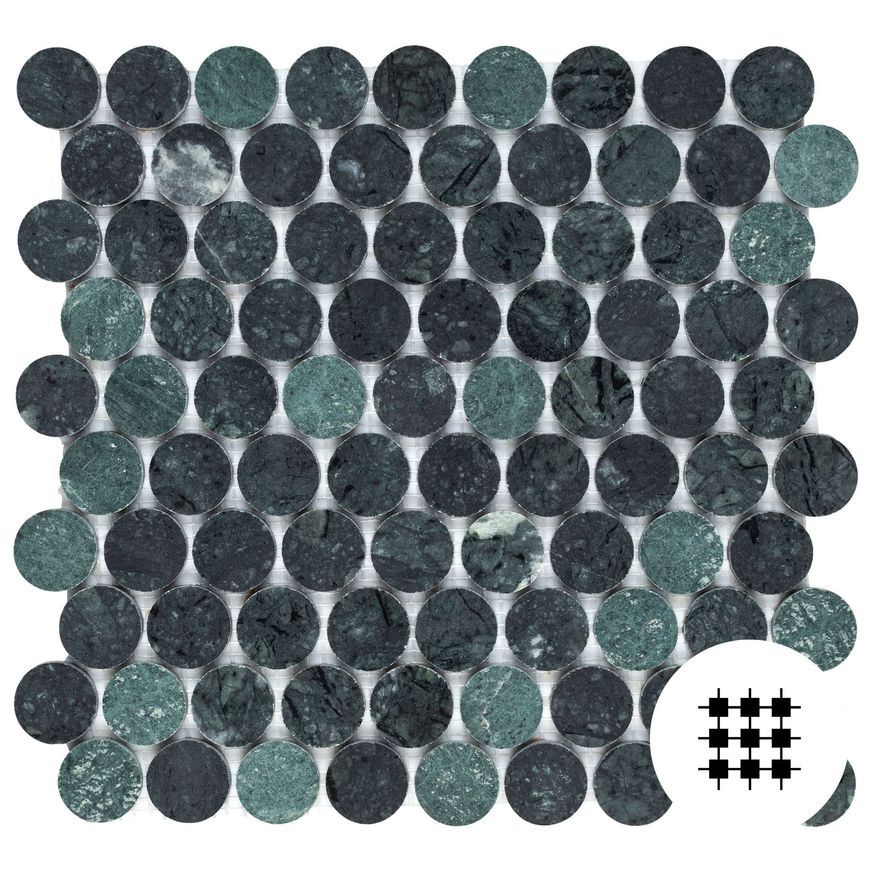 Verde Honed Round Mosaics