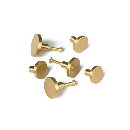 Kitchen button round knobs solid brass