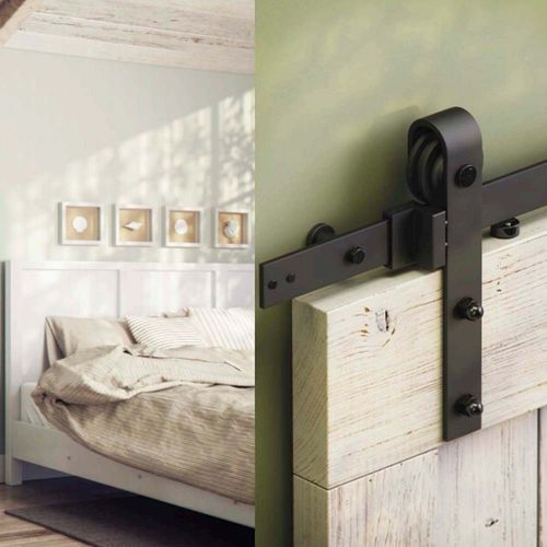 Brio Open Bar Rail Timber 80 2000mm Mild Steel Powder Coat Black For Top Hung Straight Sliding Panels OBF80-20PB
