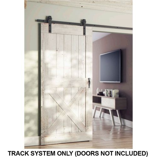 Brio Open Bar Rail Timber 80 2000mm Mild Steel Powder Coat Black For Top Hung Straight Sliding Panels OBF80-20PB