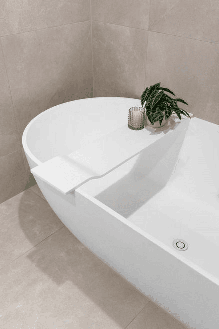 Messina Stone Bath Caddy in Matte White