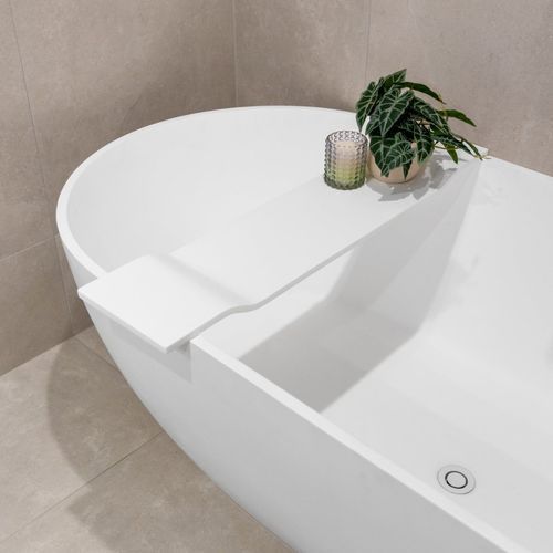 Messina Stone Bath Caddy in Matte White