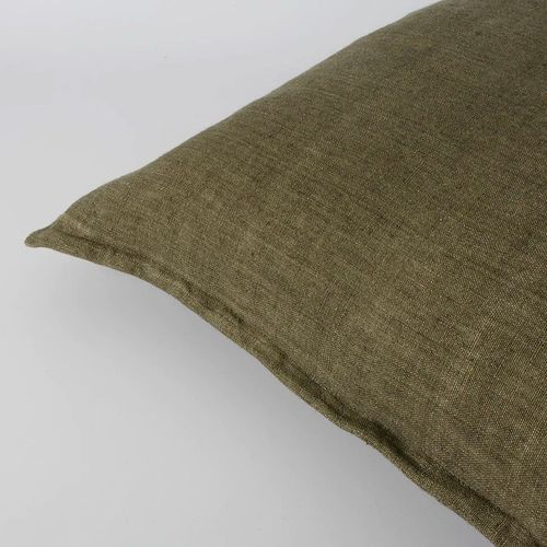 Baya Arcadia Handwoven Linen Cushion - Military | Lumbar