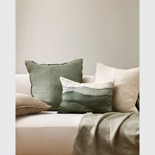 Baya Cassia Handwoven 100% Linen Cushion - Moss | Square