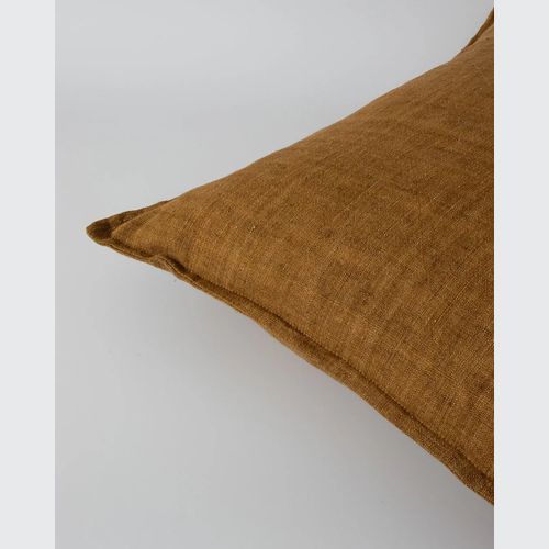 Cassia Handwoven 100% Linen Cushion - Tobacco | Square