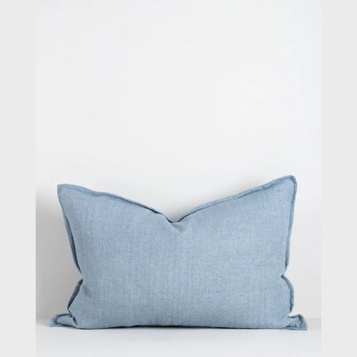 Baya Arcadia Handwoven Linen Cushion - Chambray | Lumbar
