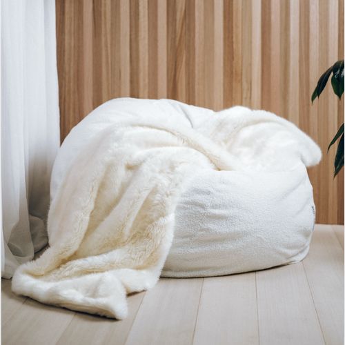 Boucle Fur Bean Bag - French White