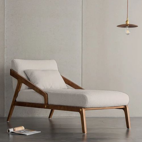 Ella Boucle Upholstered Mid-Century Chaise