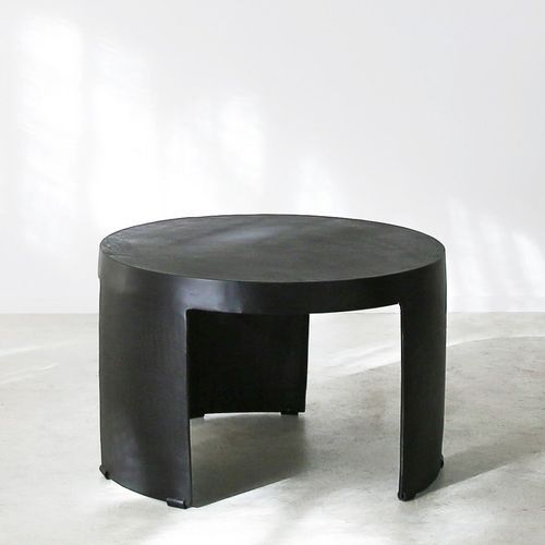 'Brutalist' Iron Side Table / 65cmD x 41cmH