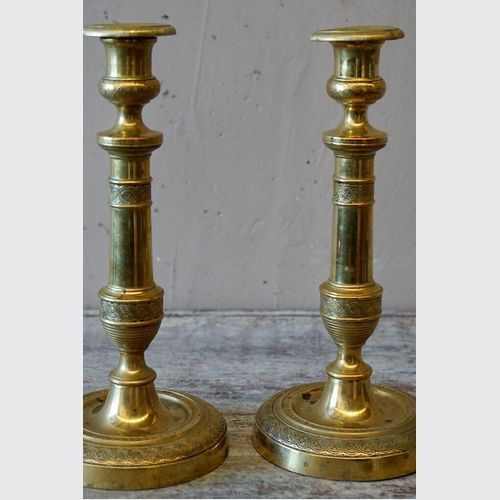French Empire Brass Candlesticks (Pair)