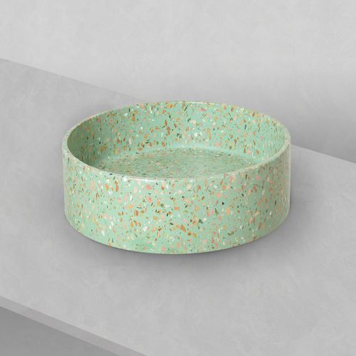 Terrazzo mint green concrete 'Sol' round 390mm basin