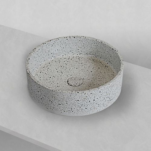 Terrazzo Grey 'Sol' round concrete basin 390mm