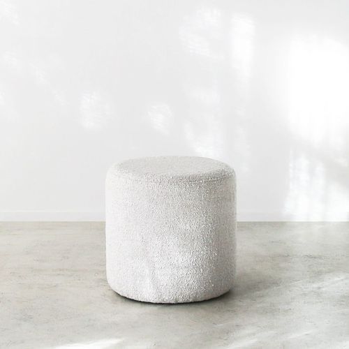 'Cabo' Ottoman/40cmD x 40cmH/Fabric - Lierna Boucle