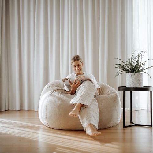 Pierre Fur Bean Bag - Champagne Latte