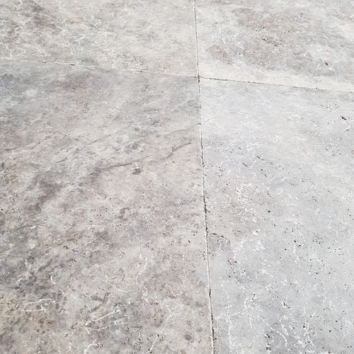 30mm Classic Silver Travertine French Pattern Pavers  - Tumbled & Unfilled  - Select Grade