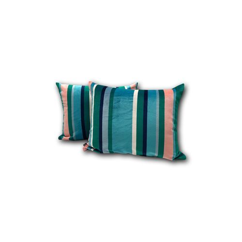 Lounger - South Beach Stripe Outdoor Velvet Aqua