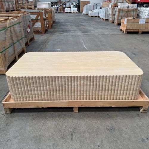 Fluted Block Table - Veincut Travertine | Natural Stone Co.
