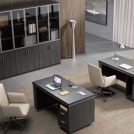 MATEES 3 Doors Display Cabinet 120CM - Grey/ Brown