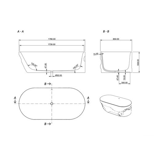 Aqvato Dronino (D.IVB) Bath Tub