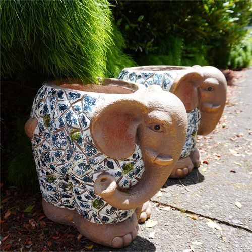 Golden Mosaic Elephant Pot