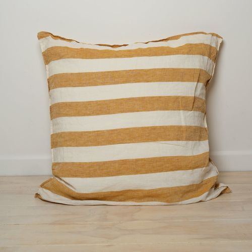 100% French Flax Linen Pillowcase- Sunflower Stripe