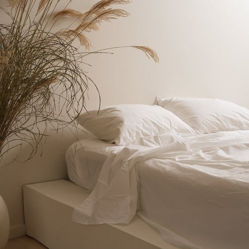 100% Stonewashed Cotton Sheet Set- White