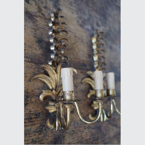 French Vintage Gilded Wall Sconces (Pair)