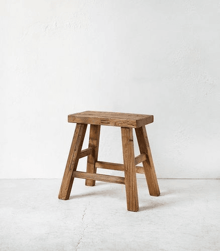 Recycled Elmwood Peasant Stool / Rectangle / Natural