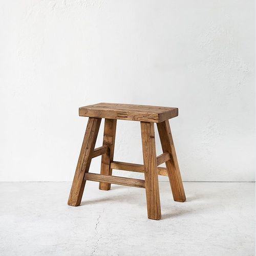 Recycled Elmwood Peasant Stool / Rectangle / Natural