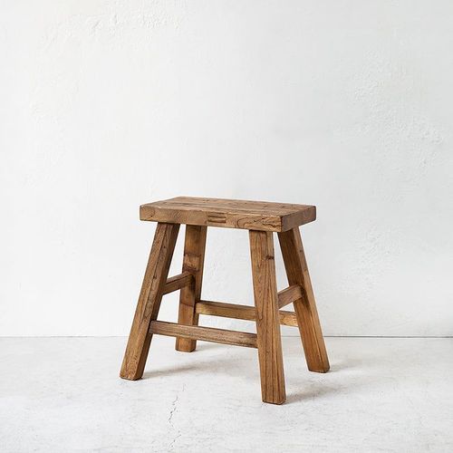 Recycled Elmwood Peasant Stool / Rectangle / Natural