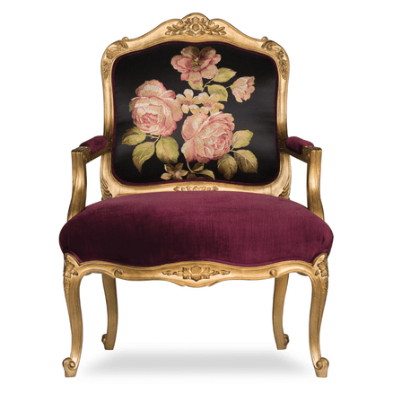 Regal Bordeaux Velvet Armchairs with Golden Accents "Boston"