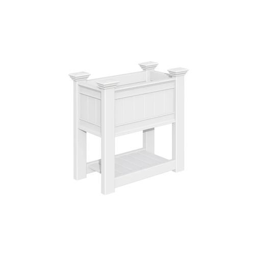 Greenpod Raised PVC Garden Bed w/ Shelf - White