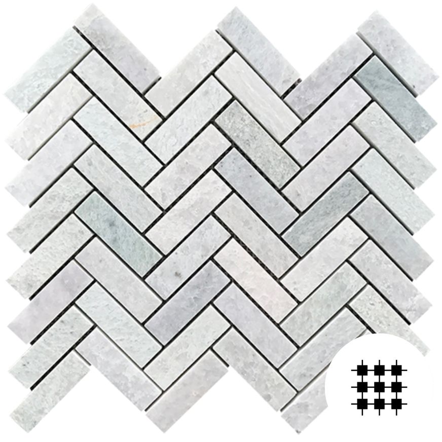 Ming Green Herringbone Mosaic