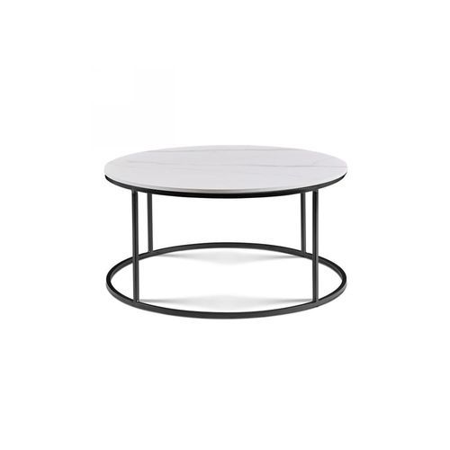 BRANDI Nest of 2 Tables 75/90cm - White Ceramic Marble