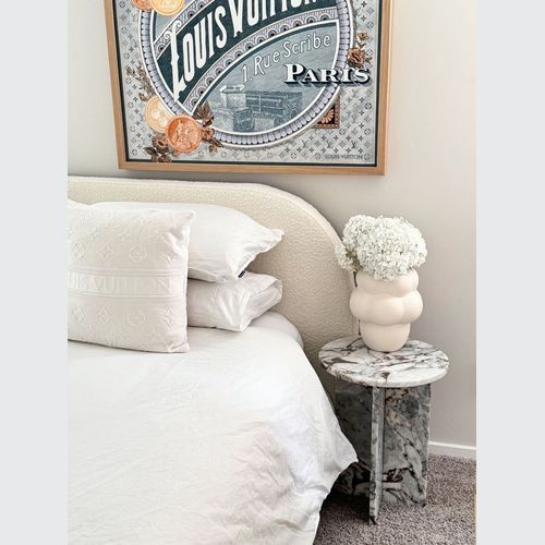 Round Cross Side Table - Milky Blue Marble | Natural Stone Co.