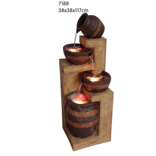 Rustic Tiered Pot Water Feature 38 x 38 x 117