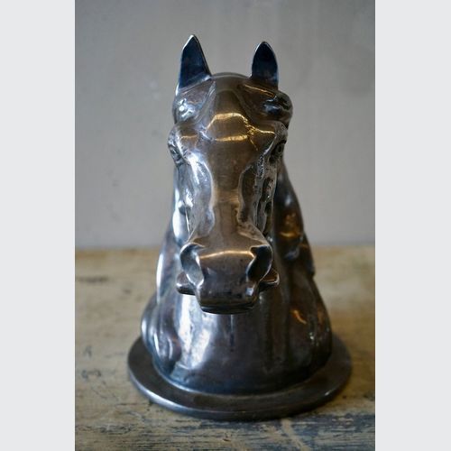 Vintage French Silvered Bronze Horse Head