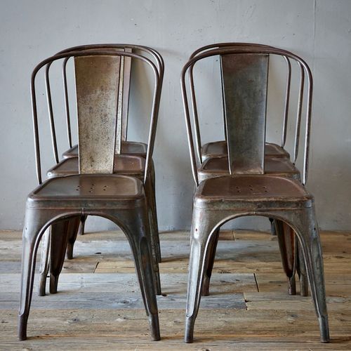 Set of  6 Vintage French Tolix Chairs