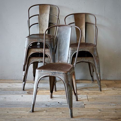 Set of  6 Vintage French Tolix Chairs
