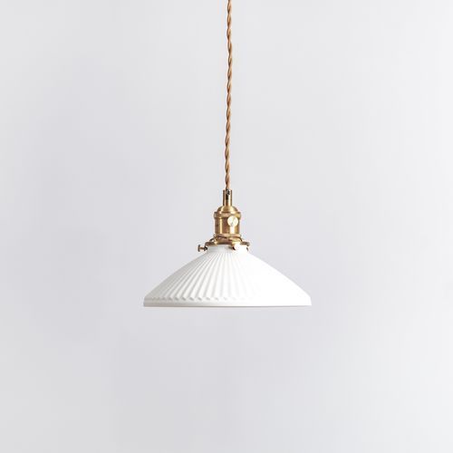 Hollie | Gold Ceramic Pleated Pendant Light