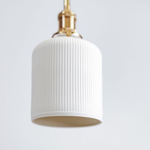 Gloria | Gold Ceramic Pleated Pendant Light