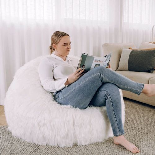 Lush Fur Bean Bag - White