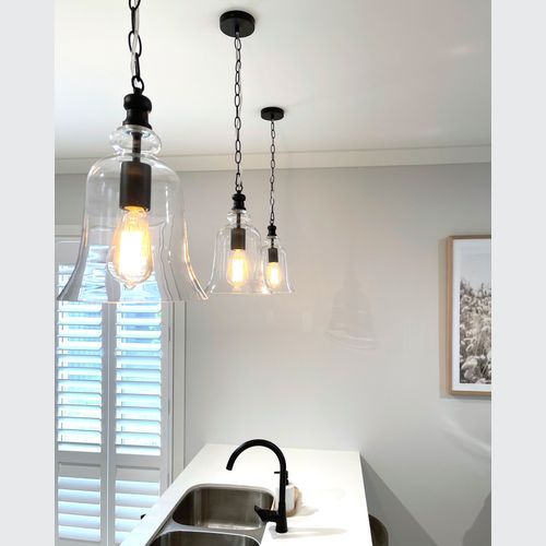 Gracie Glass Bell Shape Pendant Light - Black