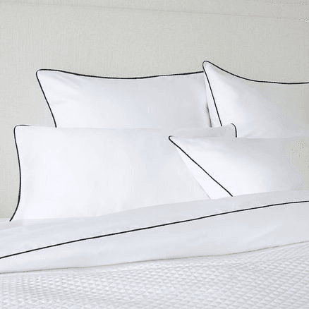 Plaza Collection European Pillowcase Set - Black Piping