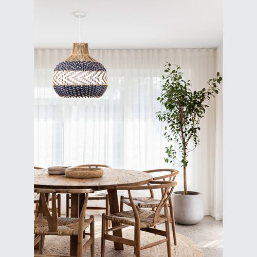 Bondi Blue Rattan Pendant Light